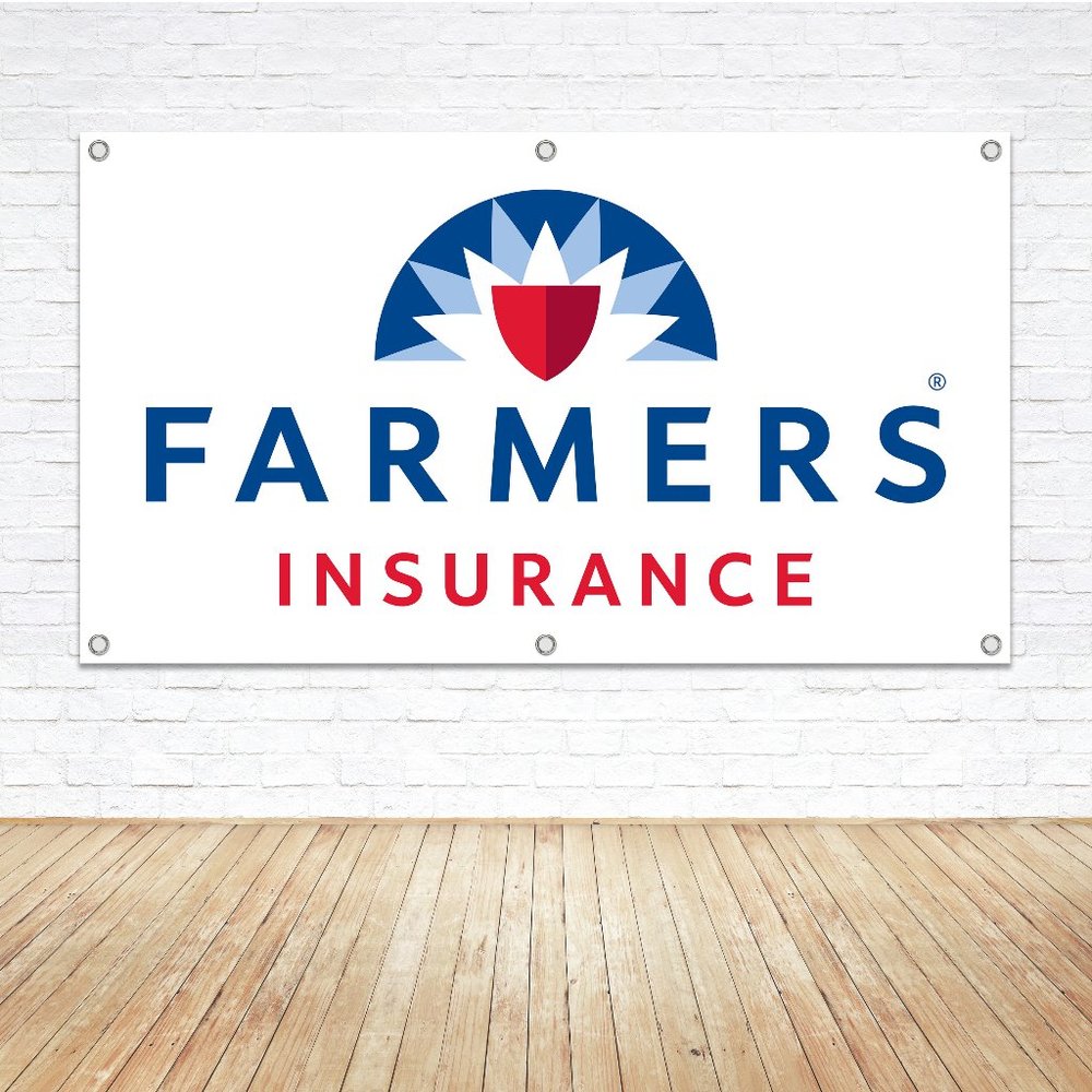 FARMERS INSURANCE Logo Vinyl Banner 1.5 x 2.5ft. Sign Coverage Broker Office New